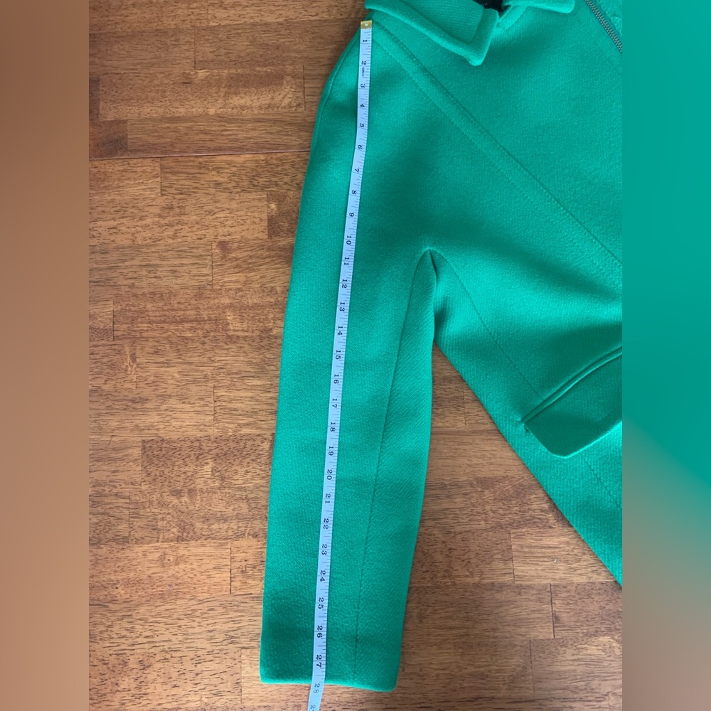 J Crew Women’s Wool Blend Emerald Green Long Two Way Zip Coat Jacket Size 12 - Picture 14 of 16